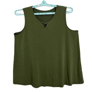 Catherines Womens Plus Size Olive Green Tank Top 1X 18/20W Capsule Foundation